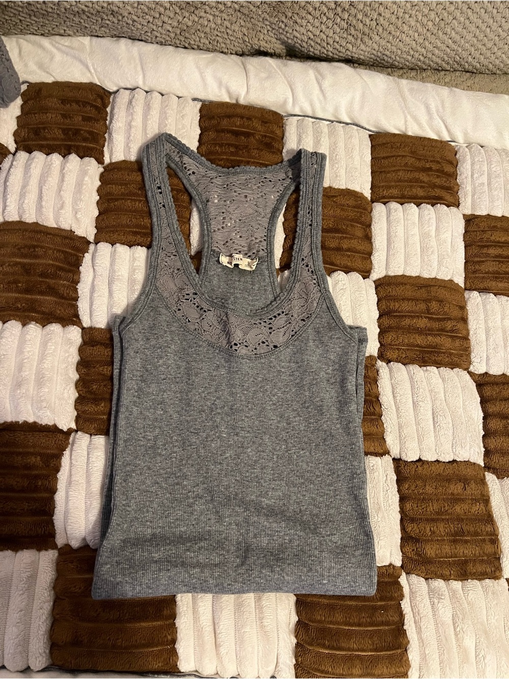 Women’s Hollister Gray Racer back Tank top in Small NWOTS!